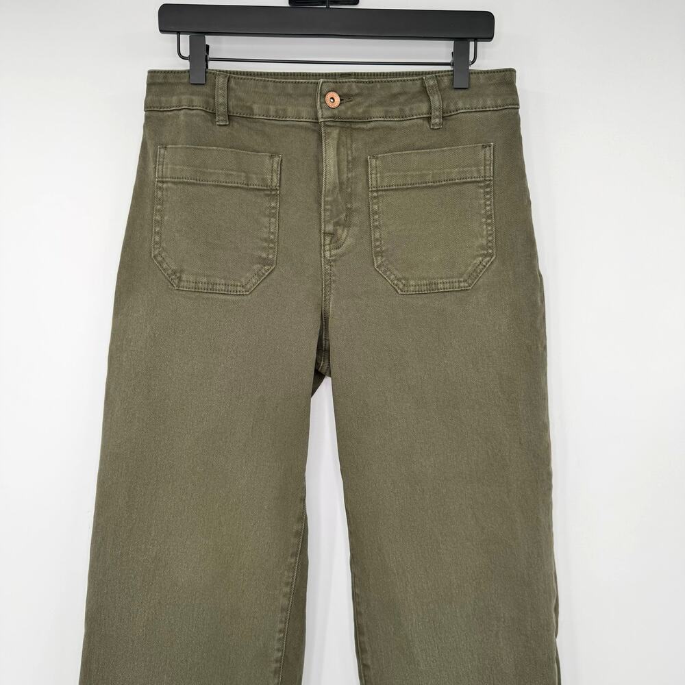 NWOT Sanctuary Denim The Marine Wide Leg Crop Jeans 29 Army Green Patch Pocket - Picture 6 of 16